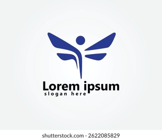 logotipo criativo libélula, modelo de design de logotipo azul libélula