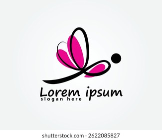logotipo criativo libélula, libélula com modelo de design de logotipo de conceito de linha