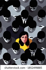 Creative dramatic women are pushing for change illustration cector
