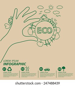 Creative drawing ecology concept. Vector illustration.