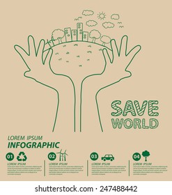 Creative drawing ecology concept. Vector illustration.