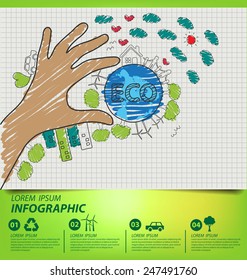 Creative Drawing Ecology Concept Vector Illustration Stock Vector ...