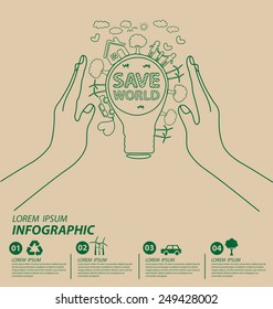 Creative drawing ecology concept. Vector illustration.