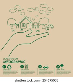 Creative drawing ecology concept. Vector illustration.