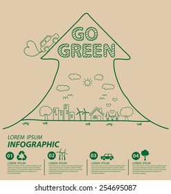 Creative drawing ecology concept. Vector illustration.