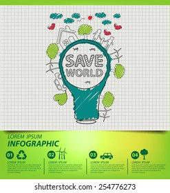 Creative drawing ecology concept. vector illustration.