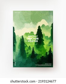 Creative drawing of the forest. For posters, banners, booklets, leaflets, etc.