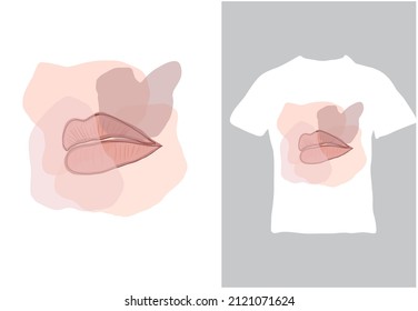 Creative drawing of plump female lips. Modern composition. The vector illustration is ready to print on t-shirts, apparel, posters and more. Plump Lips in Line art style.