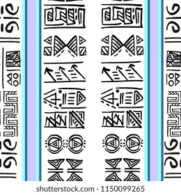 Creative drawing of tribal seamless pattern with multicolor feminine style.