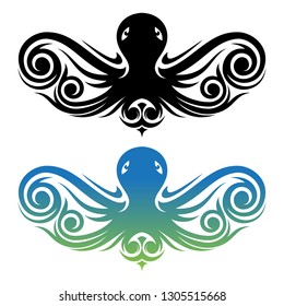 Creative drawing vintage color style vector octopus with ethnic tribal ornaments. Ideal ethnic drawing illustration design. Vector illustration EPS.8 EPS.10
