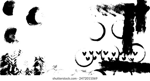 Creative drawn background. Basis graphics universal use black and white