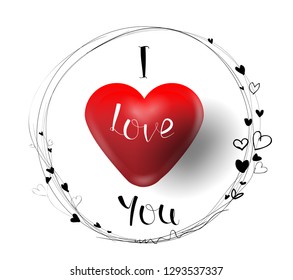 creative drawn hands made text i love you,Happy valentines day lovely cartoon greeting card with heart creative hand drawn winter card vector,elements,love, messages