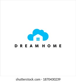 Creative Dream Home Logo With Cloud And House Vector Design