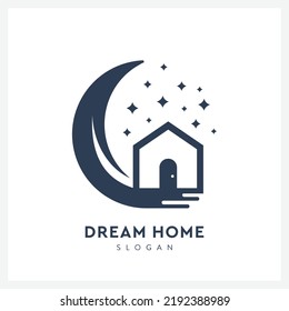 Creative dream logo with moon view