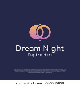 Creative dream moonlight icon logo vector design template
