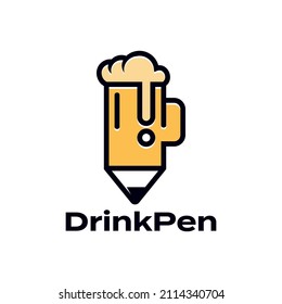 Diseño de icono de línea de dibujo de copa de bebida creativa Diseño de icono Premium