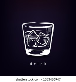Creative drink illustration design with ice cubes. Vector image.