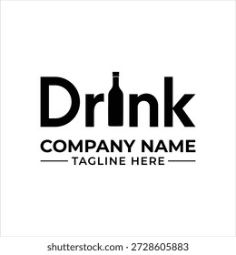 Creative drink logo with bottle silhouette and company name placeholders