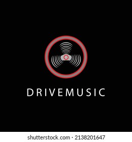 Vector de diseño del logotipo de la música de la unidad creativa. Ilustración del icono del símbolo de mayúsculas y minúsculas de dirección y dvd. 