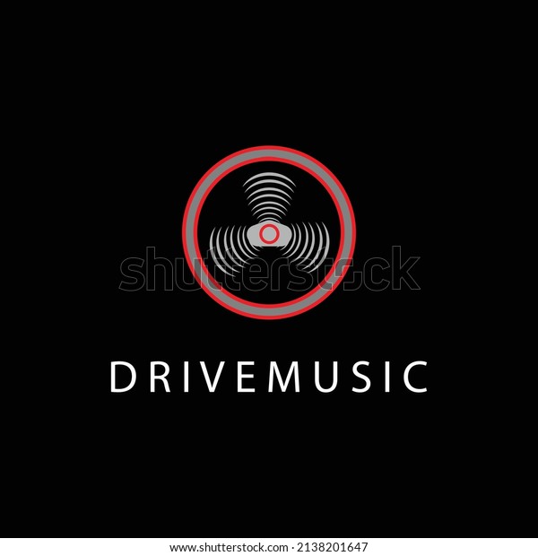 Creative drive music logo design\
vector. Illustration of steering and dvd case symbol icon.\
