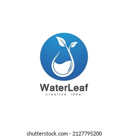 Creative Drop Water and Leaf Concept Logo Design Template