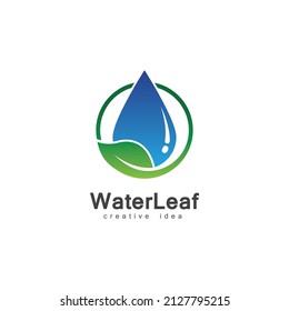 Plantilla de diseño de logotipo de diseño con concepto de agua de gota creativa y hoja de hojas