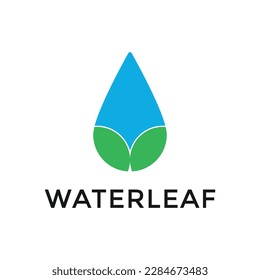 Creative Drop Water and Leaf Concept Logo