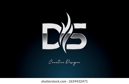 Creativo DS Carta Llama Logo Bold Metálico Monograma con Símbolo de Fuego para Premium Chrome Branding e Identidad Visual