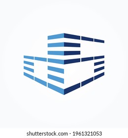 Símbolo de diseño del logotipo de la casa de construcción de letras de Creative ds