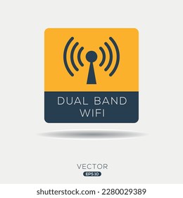 Icono creativo (Wi-Fi de doble banda), signo de vector.