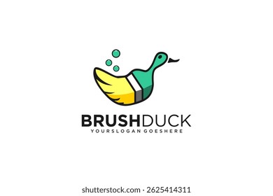 creative duck with brush concept, logo reference for your business