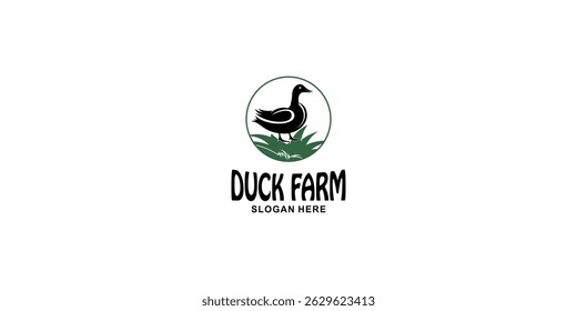 Creative duck farm logo design with modern concept premium vector