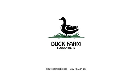 Creative duck farm logo design with modern concept premium vector