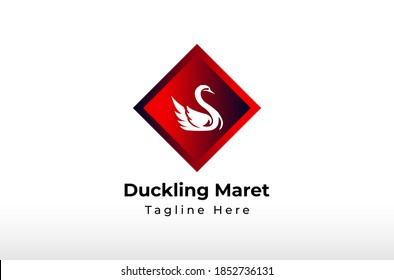 Ilustración del icono del vector del logotipo comercial creativo del Duckling Maret.