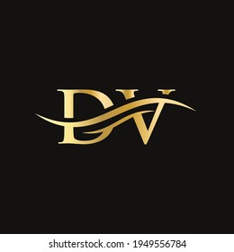 Creative DV letter with luxury concept. Modern DV Logo Design for business and company identity