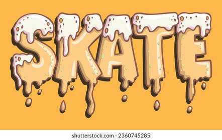 Creative and dynamic lettering illustration with the word skateboard. Letters drawn simulating melting cream. Perfect art for t-shirts, stickers and other uses.
