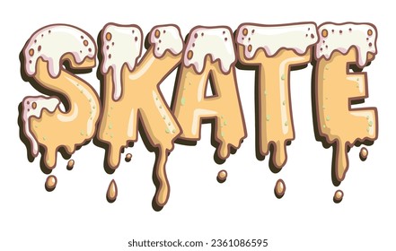 Creative and dynamic lettering illustration with the word skateboard. Letters drawn simulating melting cream. Perfect art for t-shirts, stickers and other uses.