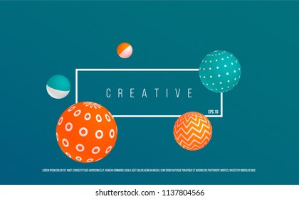 Creative dynamic style wide poster. 3D flying balls with futuristic color and pattern. ideal for website, landing page, cover, social media, promotion, ad.