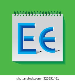 creative E alphabet created with pencil vector illustration 