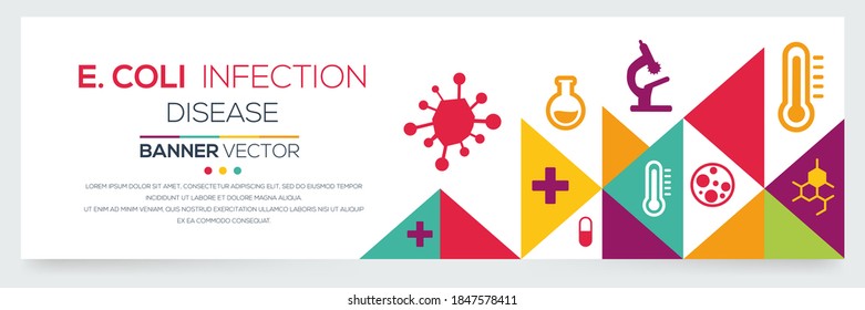 Creative (E. coli Infection) disease Banner Word with Icons ,Vector illustration.
