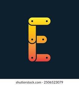 Creative E Letter Chain Alphabet Typography Logo, Creative E Letter Bike Chain Minimal Logo Sign, E Character Logo Symbol