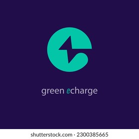 Creative e letter charging logo design. Unique green e charge template. vector