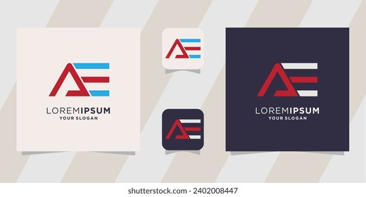 Creative A E letter logo design template