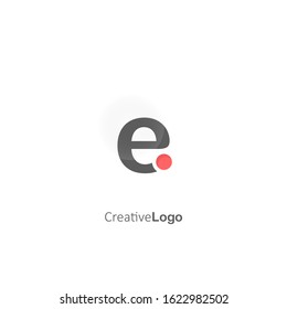 Creative E Letter Logo with Dot. Design Vector Logo Template.