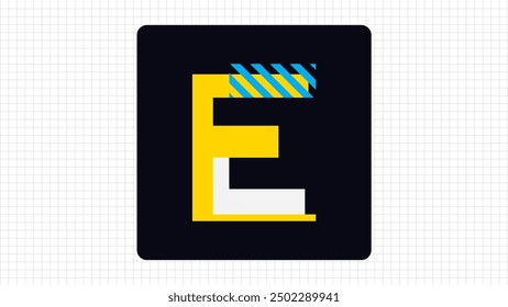 Creative E Letter Vector Colorful Logo, Stylish Cut Lines Logo Sign E Letter, E Character Logo Symbol