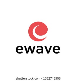 creative e letter with wave illustration logo design