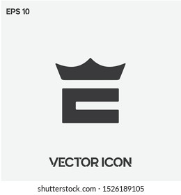 Creative "E" typographic letter vector icon. "Crown + E" symbol logo. Premium quality.