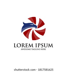 Creative eagle. Bird head in circle vector logo template good for  mascot, delivery, logistics, or transportation logo. flat color style