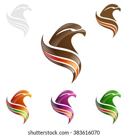 Creative eagle with colorful line , vector eagle logo design