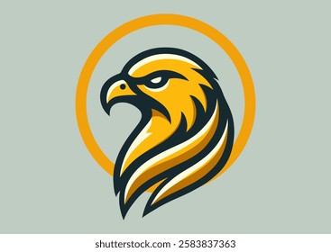 Creative eagle head logo. Eagle bird head vector logotype template. Falcon or hawk logo. Good for mascot, delivery, logistics, or transportation logo, icon, sticker, emblem, label, tattoo, sign, card